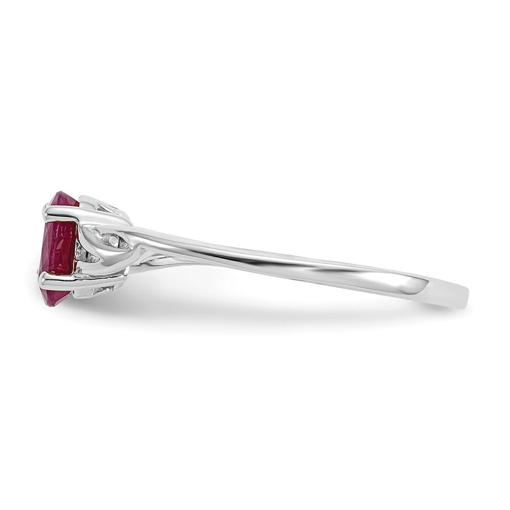 10k White Gold Polished 6x4mm Oval Genuine July/ Ruby Birthstone Size 7 Ring