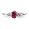 10k White Gold Polished 6x4mm Oval Genuine July/ Ruby Birthstone Size 7 Ring