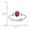 10k White Gold Polished 6x4mm Oval Genuine July/ Ruby Birthstone Size 7 Ring