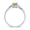 10k White Gold Polished 6x4mm Oval Genuine August/ Peridot Birthstone Size 7 Ring
