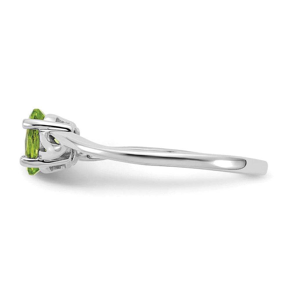 10k White Gold Polished 6x4mm Oval Genuine August/ Peridot Birthstone Size 7 Ring