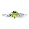 10k White Gold Polished 6x4mm Oval Genuine August/ Peridot Birthstone Size 7 Ring
