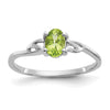 10k White Gold Polished 6x4mm Oval Genuine August/ Peridot Birthstone Size 7 Ring