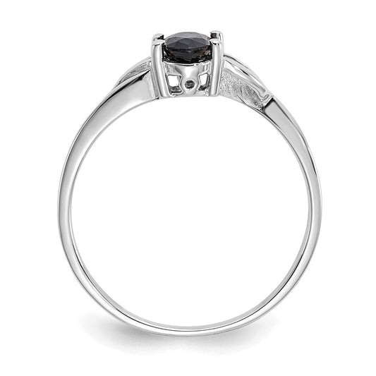10k White Gold Polished 6x4mm Oval Genuine September/ Sapphire Birthstone Size 7 Ring