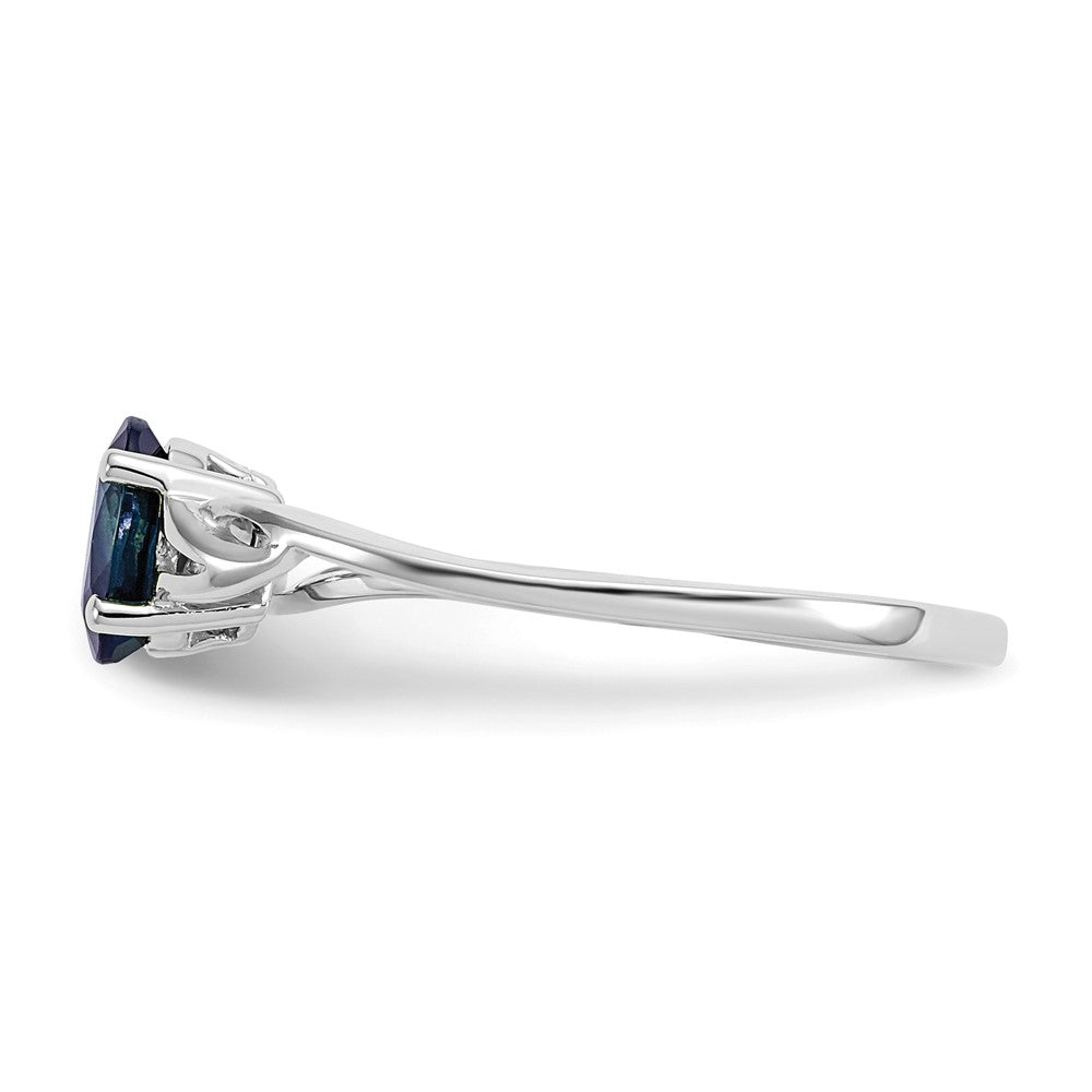 10k White Gold Polished 6x4mm Oval Genuine September/ Sapphire Birthstone Size 7 Ring