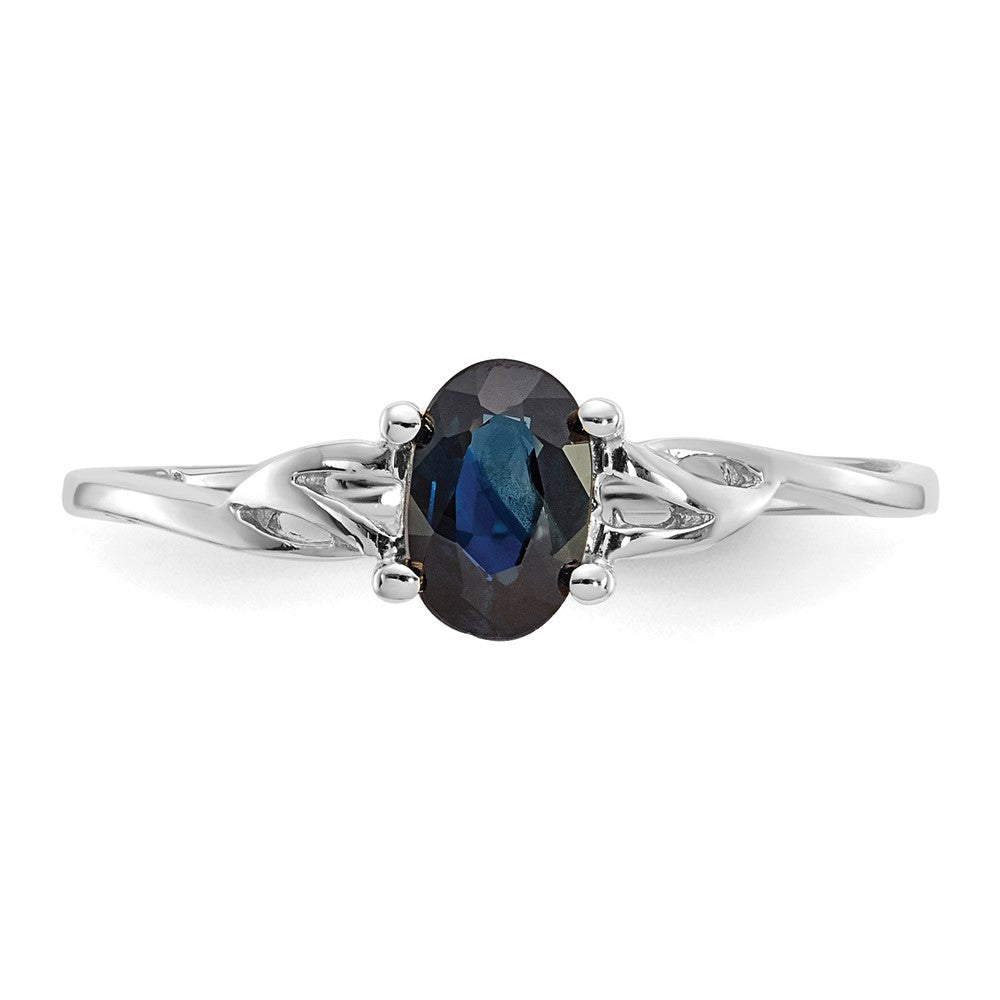 10k White Gold Polished 6x4mm Oval Genuine September/ Sapphire Birthstone Size 7 Ring