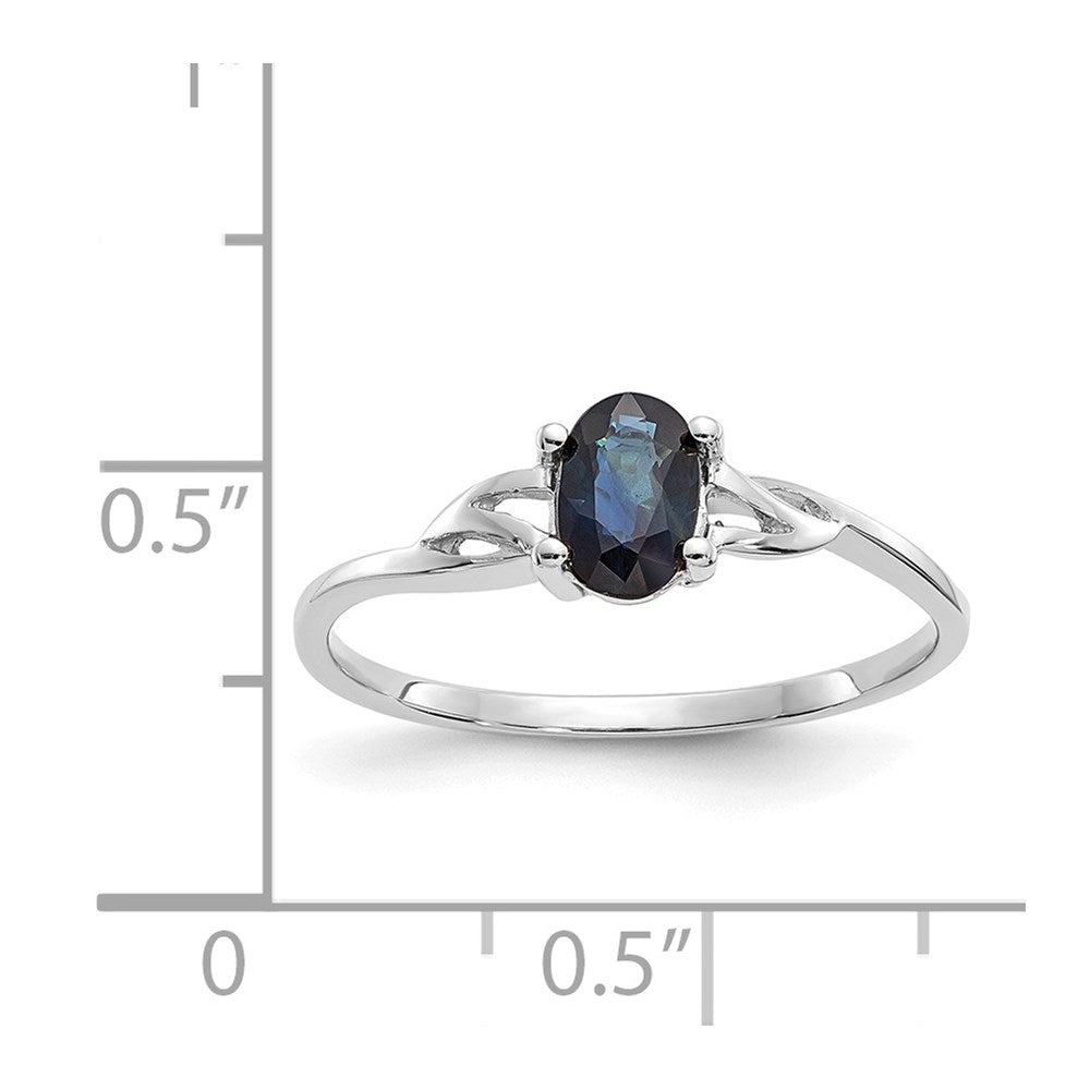 10k White Gold Polished 6x4mm Oval Genuine September/ Sapphire Birthstone Size 7 Ring