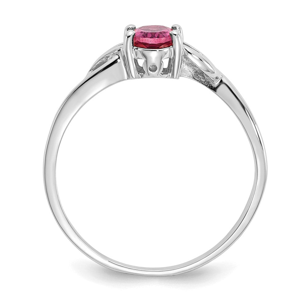10k White Gold Polished 6x4mm Oval Genuine October/ Pink Tourmaline Birthstone Size 7 Ring