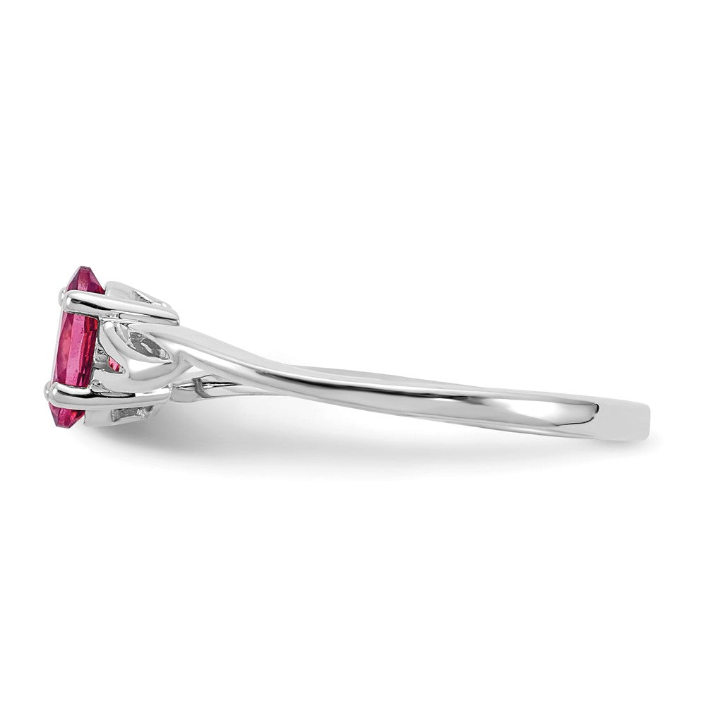 10k White Gold Polished 6x4mm Oval Genuine October/ Pink Tourmaline Birthstone Size 7 Ring