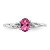 10k White Gold Polished 6x4mm Oval Genuine October/ Pink Tourmaline Birthstone Size 7 Ring