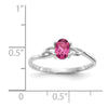 10k White Gold Polished 6x4mm Oval Genuine October/ Pink Tourmaline Birthstone Size 7 Ring