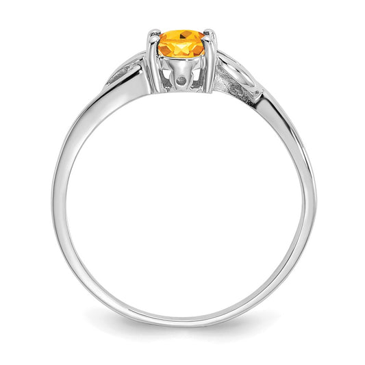 10k White Gold Polished 6x4mm Oval Genuine November/ Citrine Birthstone Size 7 Ring