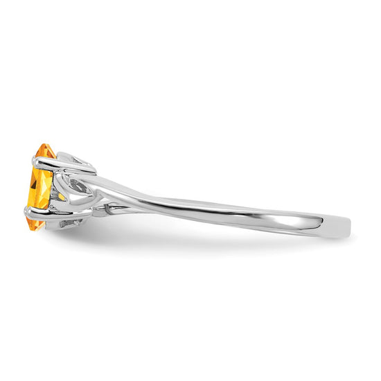 10k White Gold Polished 6x4mm Oval Genuine November/ Citrine Birthstone Size 7 Ring