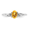 10k White Gold Polished 6x4mm Oval Genuine November/ Citrine Birthstone Size 7 Ring