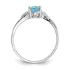10k White Gold Polished 6x4mm Oval Genuine December/ Blue Topaz Birthstone Size 7 Ring