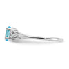10k White Gold Polished 6x4mm Oval Genuine December/ Blue Topaz Birthstone Size 7 Ring