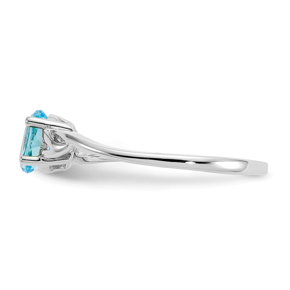 10k White Gold Polished 6x4mm Oval Genuine December/ Blue Topaz Birthstone Size 7 Ring