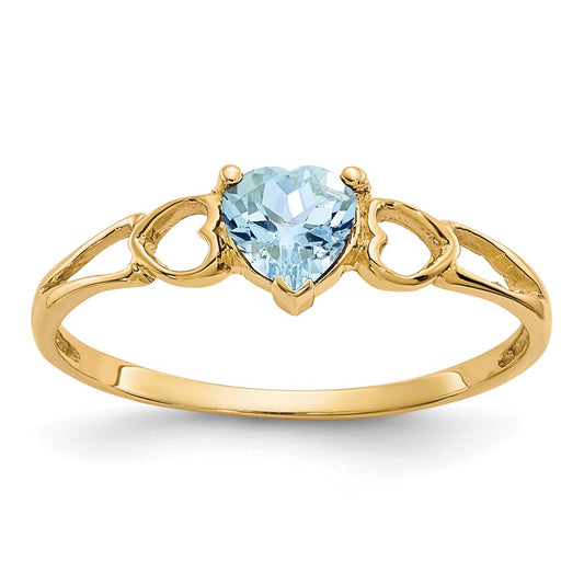 Genuine Birthstone Heart Ring — (03) March