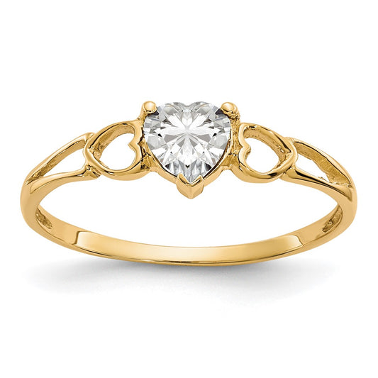 Genuine Birthstone Heart Ring — (04) April