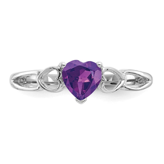 Genuine Birthstone Heart Ring — (02) February