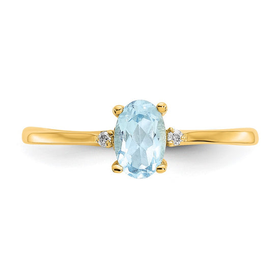 Diamond & Gemstone Birthstone Ring — Aquamarine