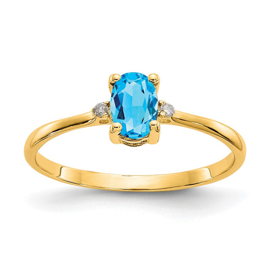 Diamond & Gemstone Birthstone Ring — Topaz (Swiss Blue)