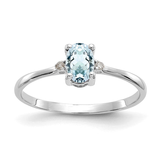 Diamond & Gemstone Birthstone Ring — Aquamarine