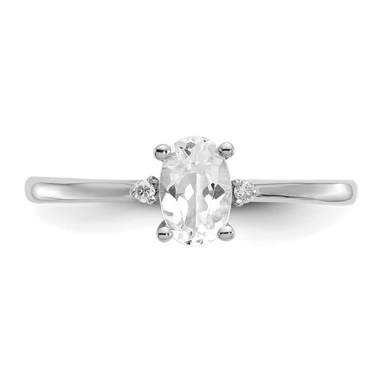 Diamond & Gemstone Birthstone Ring — Topaz (White)