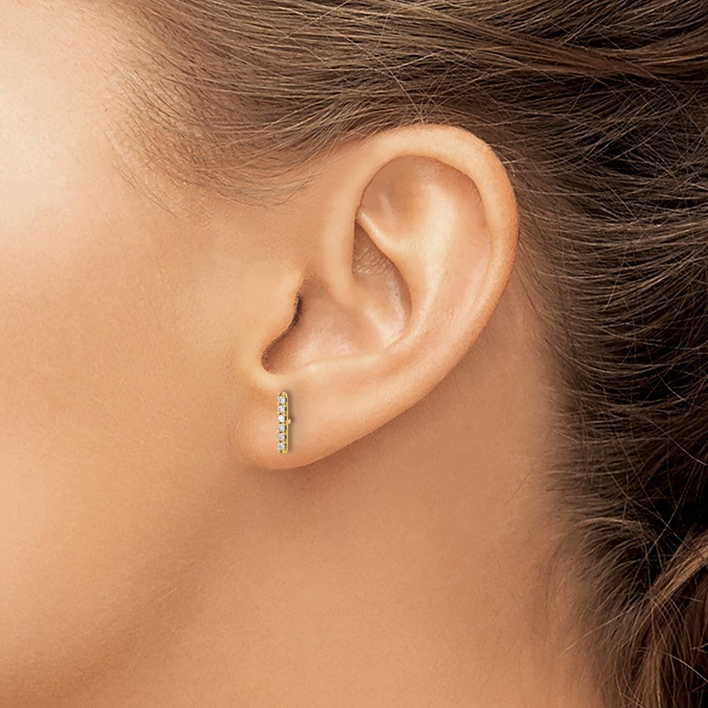 Gold Diamond Bar Post Earrings