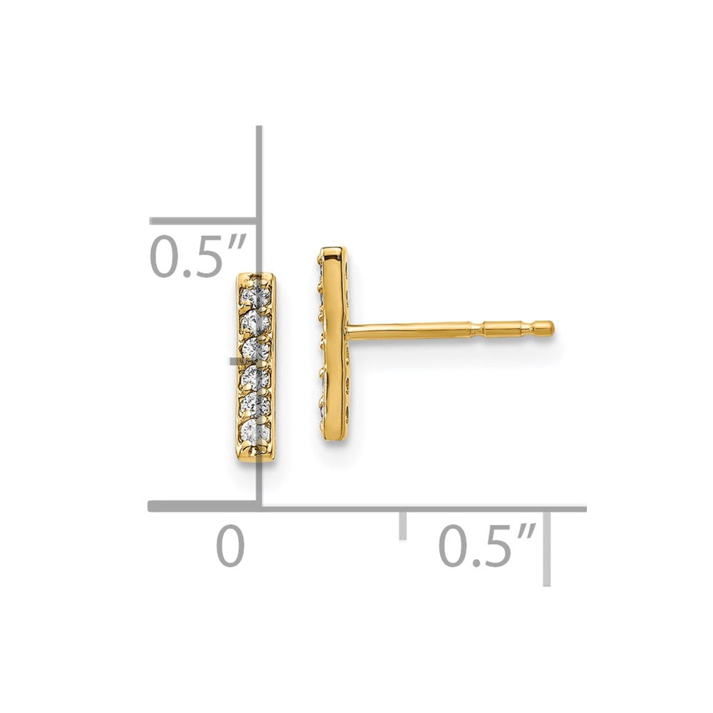 Gold Diamond Bar Post Earrings