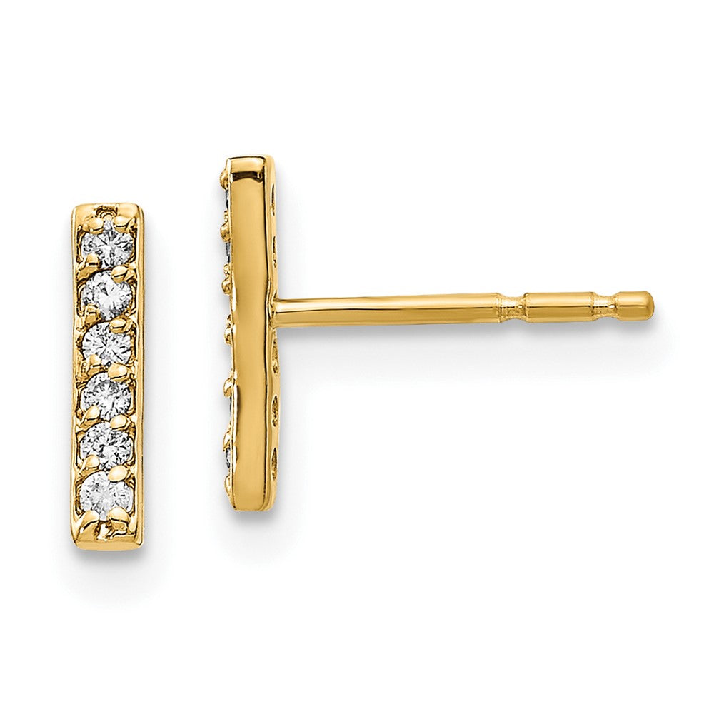 Gold Diamond Bar Post Earrings
