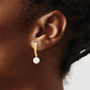 6-7mm White Round FWC Pearl Dangle Post Earrings
