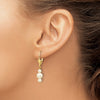 10K 3-3.5mm and 5-5.5mm White Semi-Round Freshwater Cultured Pearl Leverback Dangle Earrings