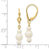 10K 3-3.5mm and 5-5.5mm White Semi-Round Freshwater Cultured Pearl Leverback Dangle Earrings