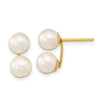 10k 6-7mm White Round Freshwater Cultured Double Pearl Post Earrings