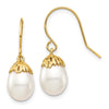 10K 7-8mm White Rice Freshwater Cultured Pearl Dangle Earrings