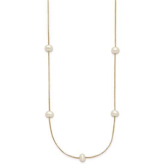 5-6mm Round White FWC Pearl 9-Station Necklaces