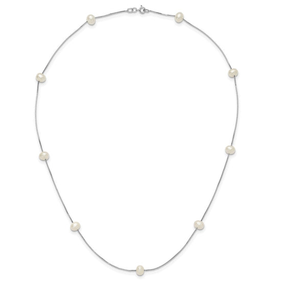 5-6mm Round White FWC Pearl 9-Station Necklaces