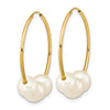 10k 6-7mm White Semi-Round Freshwater Cultured Pearl Hoop Dangle