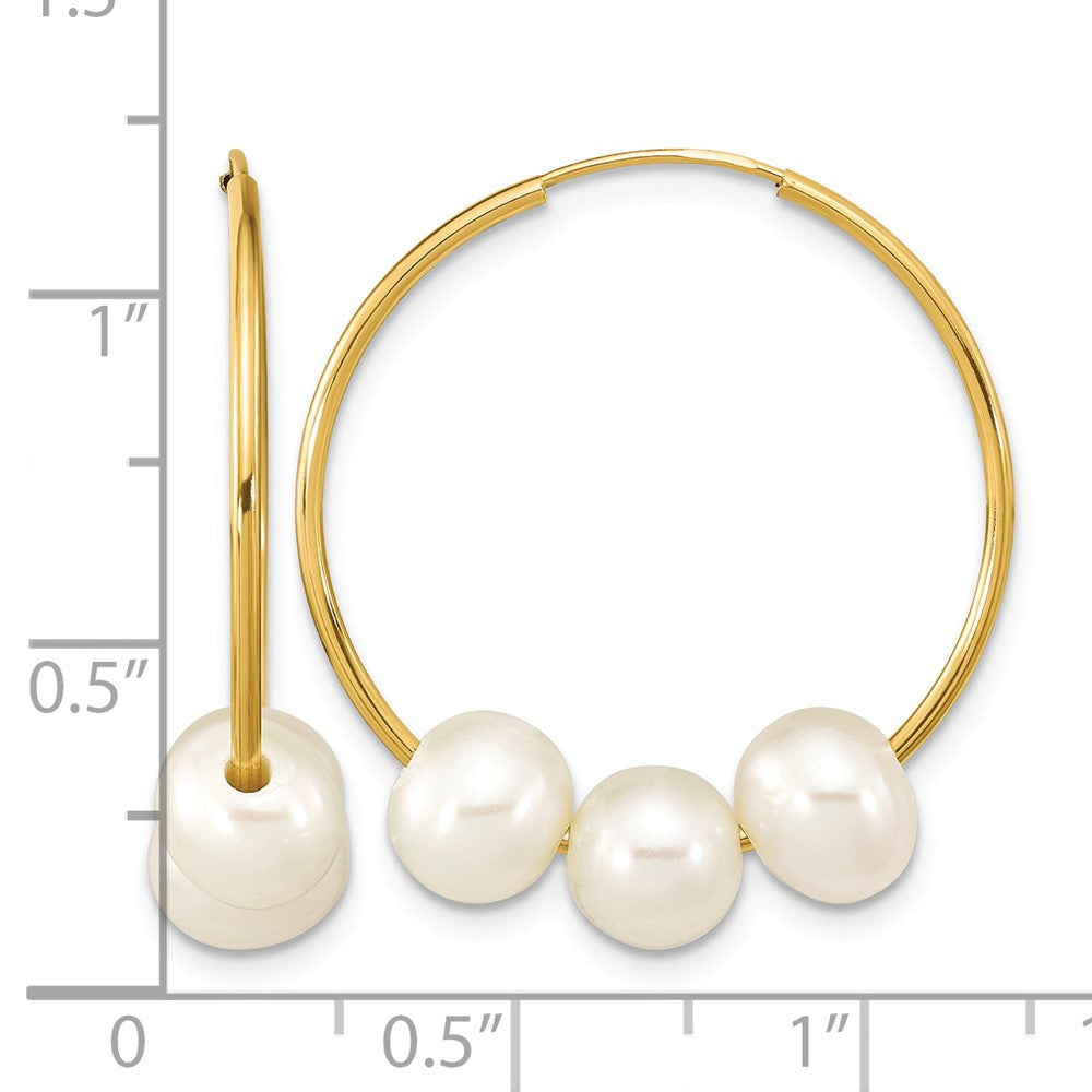 Gold FWC Pearl Hoop Earrings