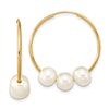 10k 6-7mm White Semi-Round Freshwater Cultured Pearl Hoop Dangle