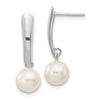 6-7mm White Round FWC Pearl Dangle Post Earrings
