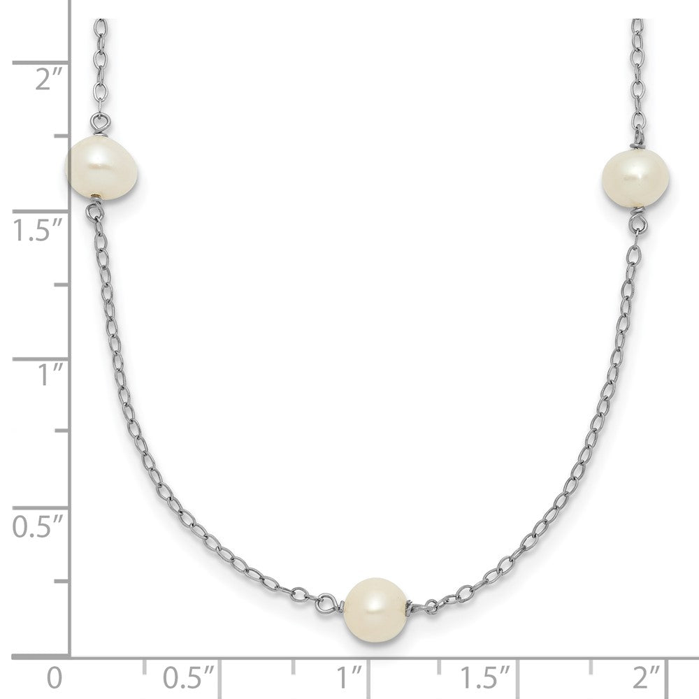 Gold Freshwater Cultured White Near Round Pearl Necklace