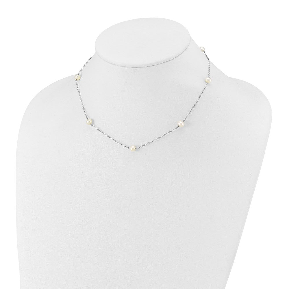 Gold Freshwater Cultured White Near Round Pearl Necklace