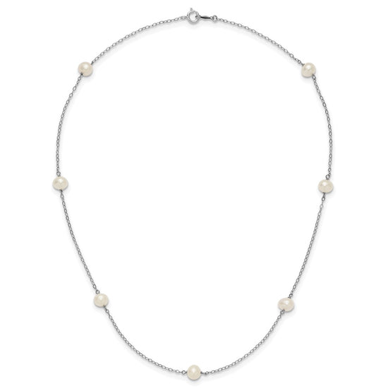 Gold Freshwater Cultured White Near Round Pearl Necklace