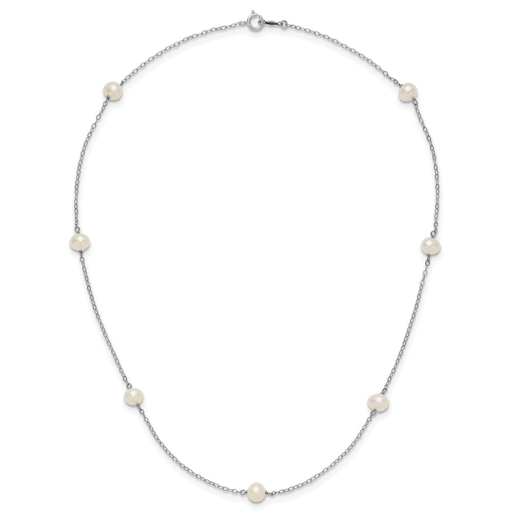Gold Freshwater Cultured White Near Round Pearl Necklace