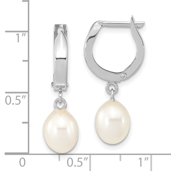 Gold FWC Pearl Dangle Hoop Earrings