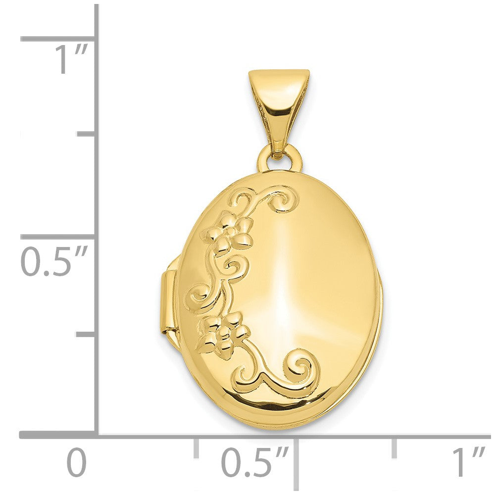 10k 17mm Floral Oval Locket