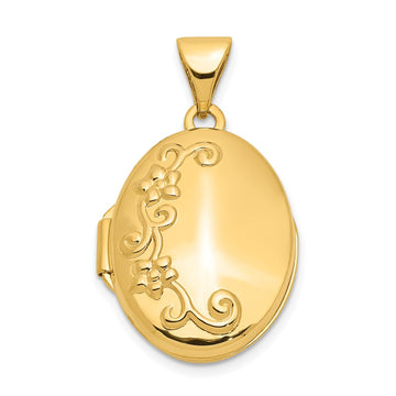 10k 17mm Floral Oval Locket