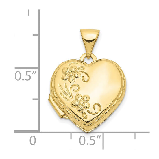 Gold Polished Floral Heart Lockets